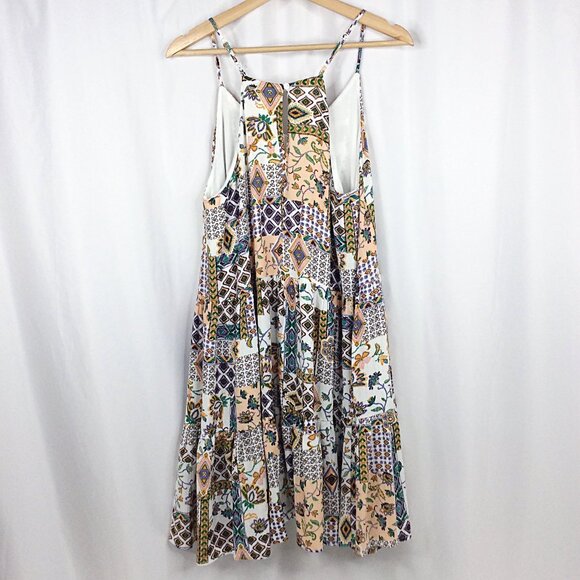Staccato Boho Patchwork Swing Tank Dress Women's Size Large Flowy Sundress - Picture 3 of 9